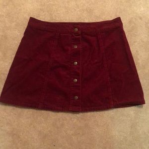 Maroon corduroy mini skirt